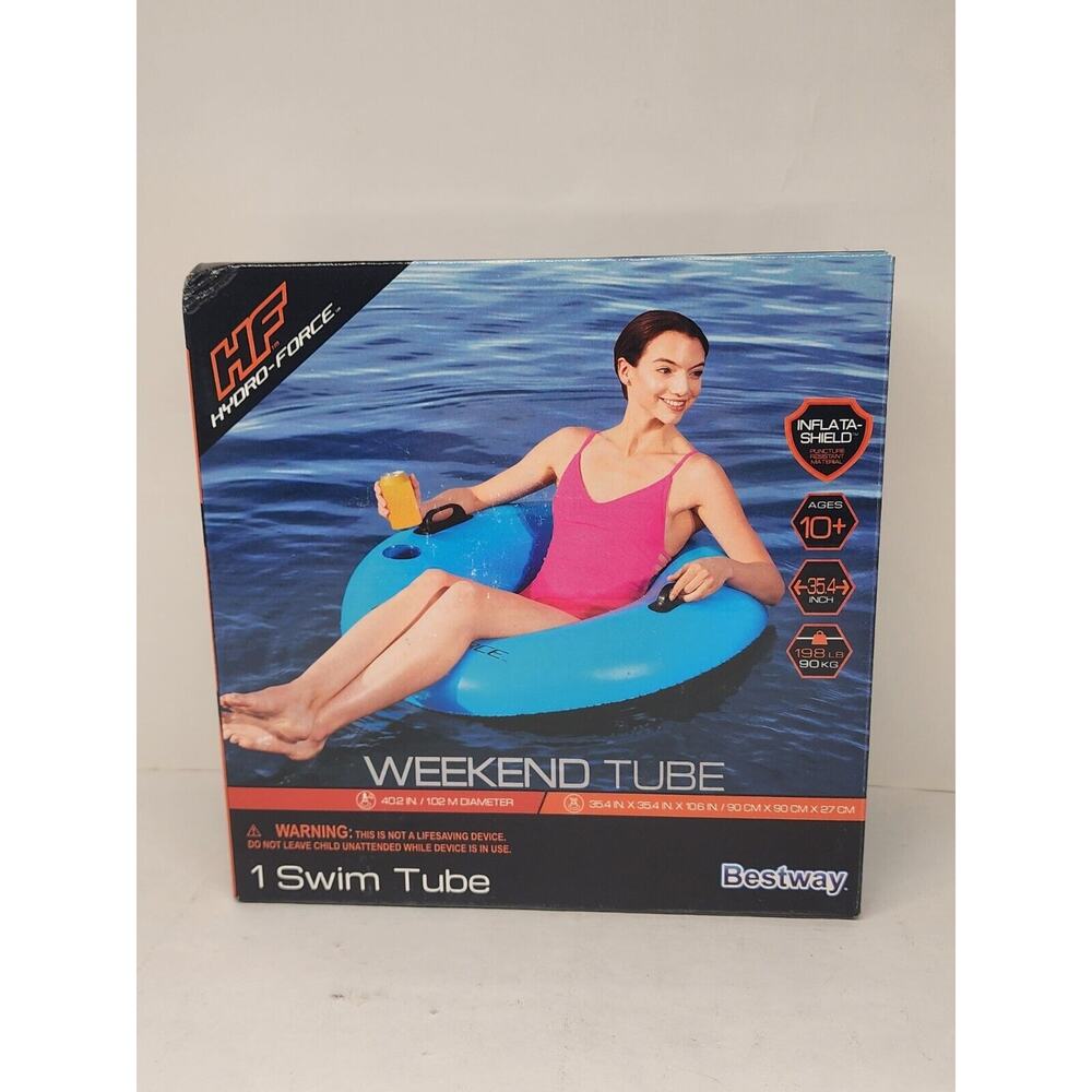 Inflatable Hydro Force Swim Weekend Tube Ring Float Cup Holder 2 Handles NEW